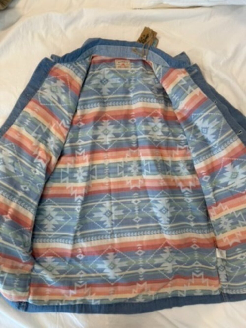 Faherty Doug Good Feather Indigo Herringbone Shirt Jacket (Small - NWT)